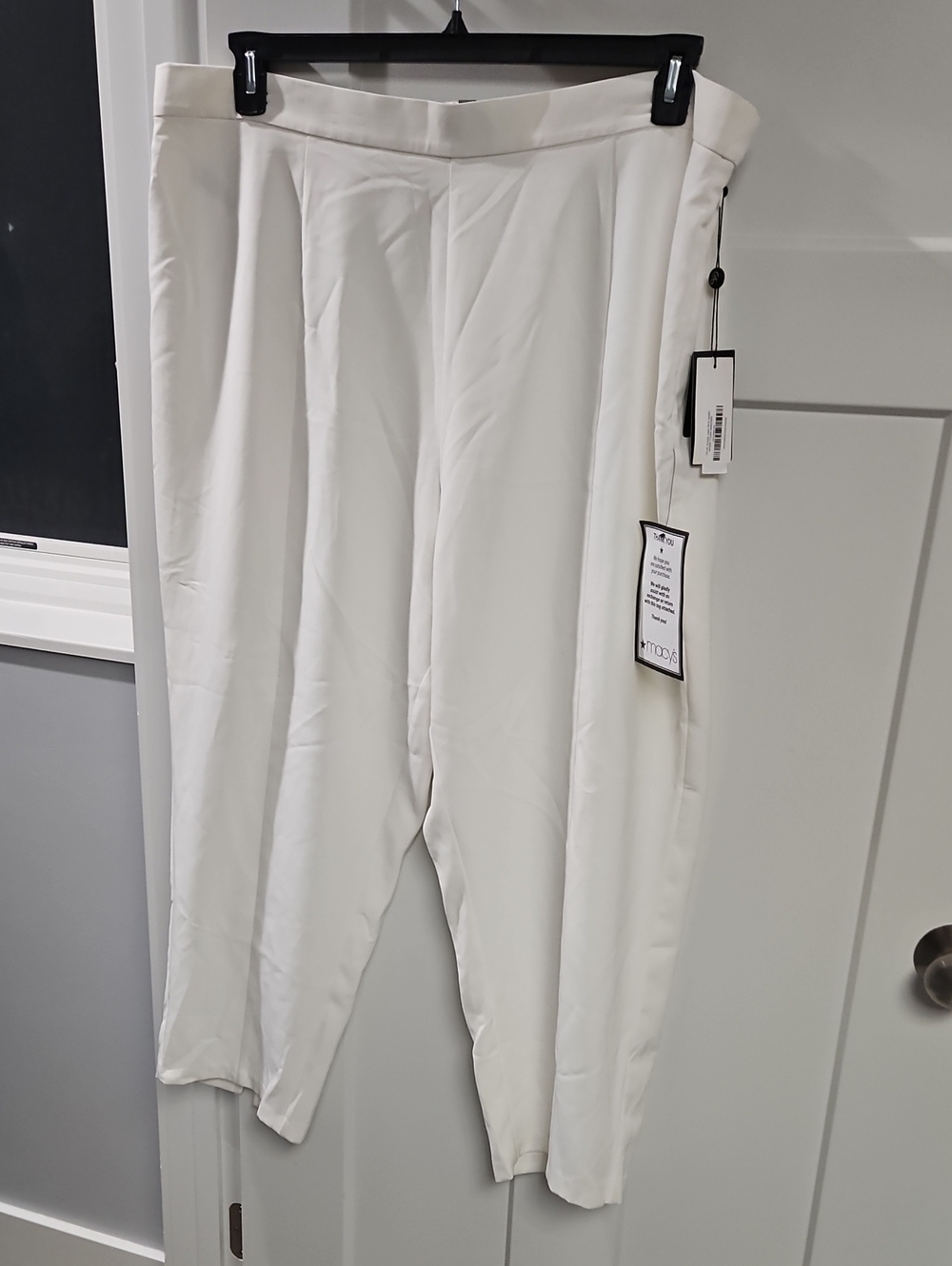 Adrianna Papell White Straight-Leg Pull-On Pants